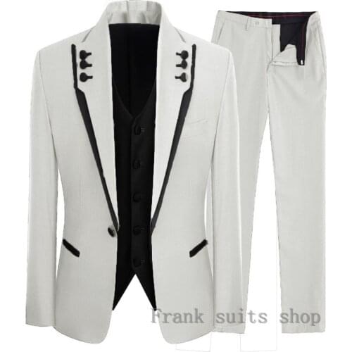 Custom Made Costume Homme White Formal Men Suits 3 Piece 2021 New Arrival Tuxedos For Men Party Groom Wedding Men Suit Best Man