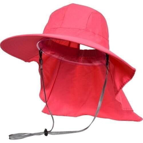 Outdoor Flap Cap Wide Brim Sunshade Foldable Mesh Sweatband Neck Cover Bucket Hat Sportswear Accessories c