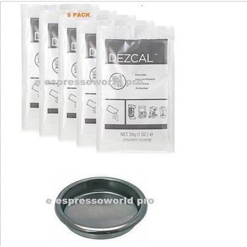 URNEX DEZCAL COFFEE MAKER & ESPRESSO DESCALER - 5 PACK & Backflush Disk Blind