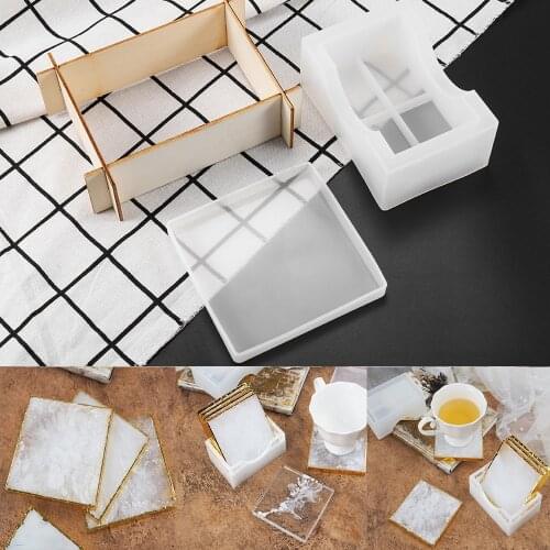 Square Coaster Epoxy Resin Molds Coasters Storage Box Casting Silicone Mould For DIY Handmade Crafts Decoration Making Tools