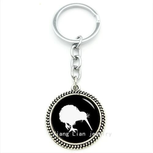 Cute animal picture keychain New Zealand kiwi birds photo pendant key holder Vintage accessories childerns day gift T442