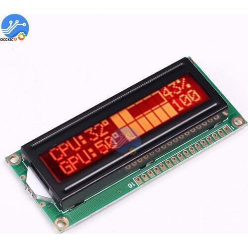 1602A Screen LCD Display Module 5V 16x2 Red Character Dot Black Background Parallel Port LCD Controller Module
