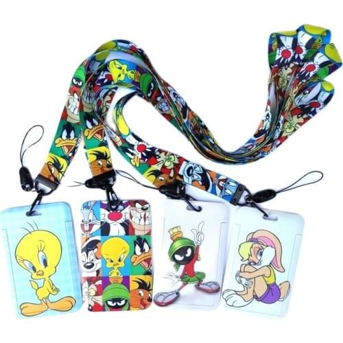 Cartoon PVC Girl Lanyard Card Holder Student Hanging Neck Mobile Phone Lanyard Badge Subway Access Card Holder Case