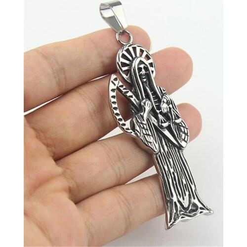 Silver color Mens Stainless Steel Grim Reaper Skull Death Pendant