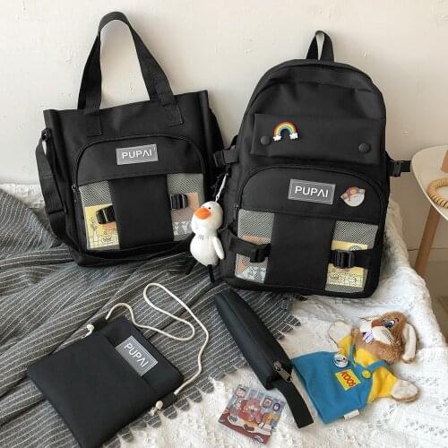 4-piece Set Fashion Women Backpack Waterproof Student Schoolbag Cute School Bags For Teenager Girls Bookbag Travel Backpacks