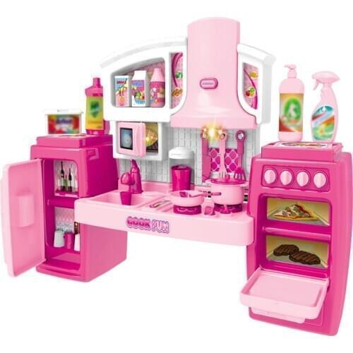 Cooking Toys Set Music Pretend Accessories Kitchen Toys Set Kitchen Game Play Cooking Utensils Set for Kids - Pink