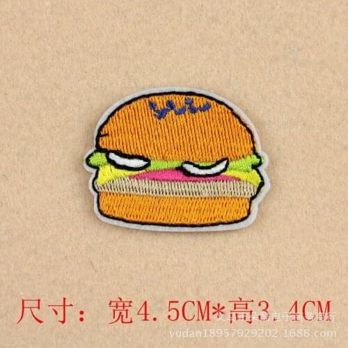 50pcs/Lot Embroidery Patches Letters Clothing Decoration Accessories Food Hamburg French Fries Diy Iron Heat Transfer Applique