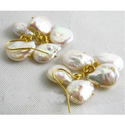 New Arrival Favorite Real Pearl Earrings 11mm White Baroque Freshwater Pearl Fine Jewelry Gold Color Silver Jewelry Wedding Gift