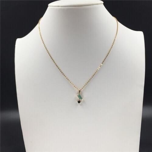 Lovely Gold Color Plating Small Irregular Shape Mint Navy Stone Delicate Necklace For Women Girl Party Tiny Accessory Decoration