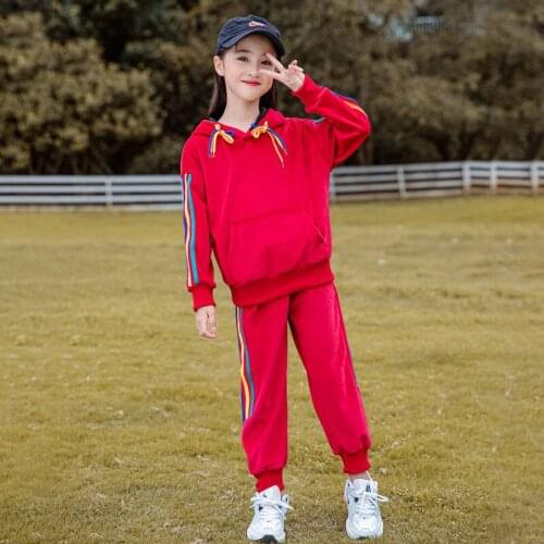 2021 Autumn New Girls Sports Suit Gold Velvet Childrens Clothing Suit Baby Kids Sportswear Big Girl Hoodie Shirt + Pants Suit