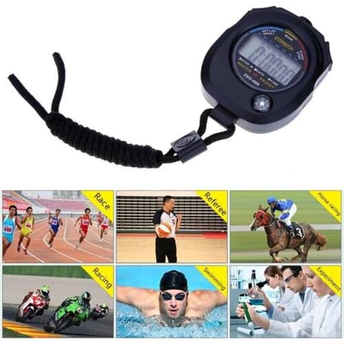 Portable Handheld Waterproof Digital LCD Stopwatch Chronograph Sports Professional stopwatch Timer Counter With Strap 2021