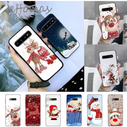 Christmas New Year gifts elk snow Phone Case For Samsung S6 S7 edge S8 S9 S10 e plus A10 A50 A70 note8 J7 2017