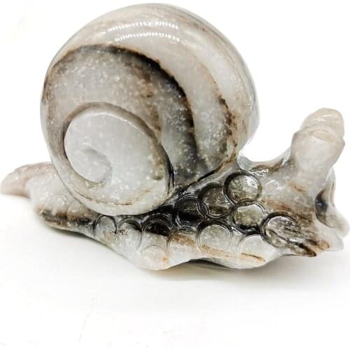 Hand Carved Natural Jade Snails Figurine Animal Quartz Crystal Insect Snails Statue Healing Crystal Stone Crafts Home Decoration
