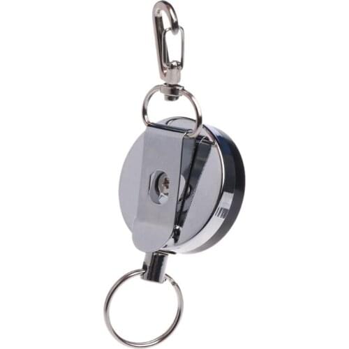 Fishing Zinger Retractor Key Ring Reel Holder Retractable Steel Cable Accessory 54DE