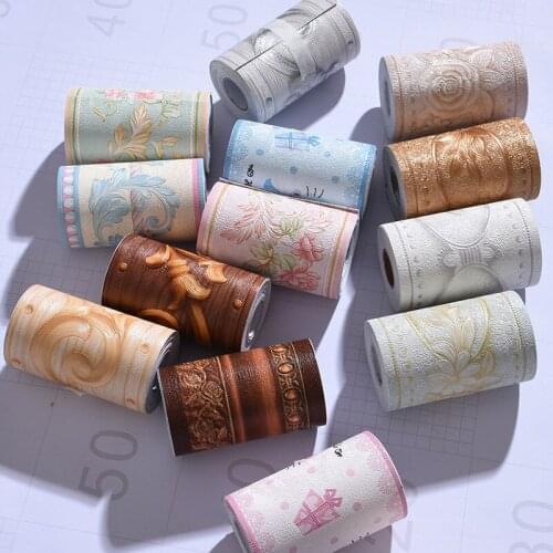 Self-adhesive Wallpaper waist Line Sticker Wall Decoration European three-dimensional Baseboard pvc Waterproof Tile Skirting