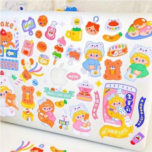 2/4 Pages Girls Removable Sticker Korea DIY Luggage Label Computer Post Sticker Student Paper Marker Laptop Bag Cup Accessory