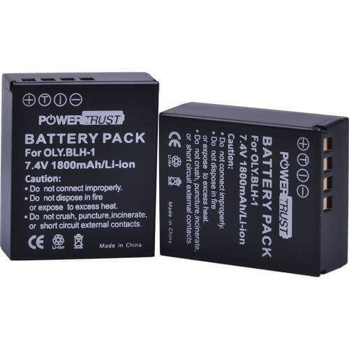 PowerTrust 2Pcs BLH-1 BLH 1 BLH1 1800mAh Replacement Li-ion Battery for Olympus E-M1 Mark II Camera