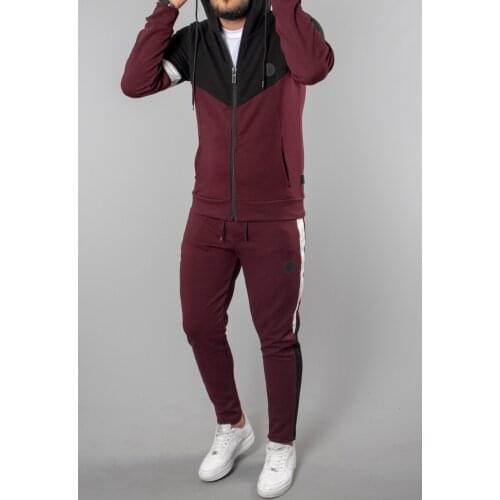 Burgundy Side Striped Sweatpants