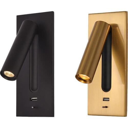 Led Wall Mounted Night Light With 5V USB Charge Port AC 100-240V Bedroom DIY Wall Lamp Decoration Nordic Style Angle Adjustable