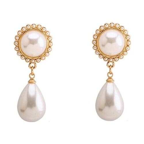TIMEONLY Delicate Waterdrop Imitation Pearls Retro Dangle Earrings for Women Girl Temperament Earring Festival Jewellery Trendy