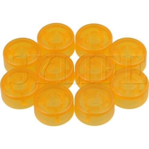 Electric Guitar Effects Parts Switch Pedal Cap Yellow Set of 10 Plastic