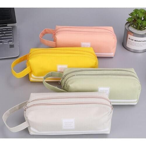 Kawaii Pencil Case Canvas Zipper Large Capacity Cute Pencil Box Portable Storage Bag school supplies Japanese stationery