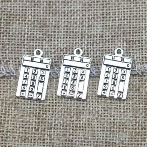 Newest 10Pcs 13*23mm Antique Silver Color Calculator Charms Necklace Earrings Maths Tools Pendant For DIY Jewelry Making