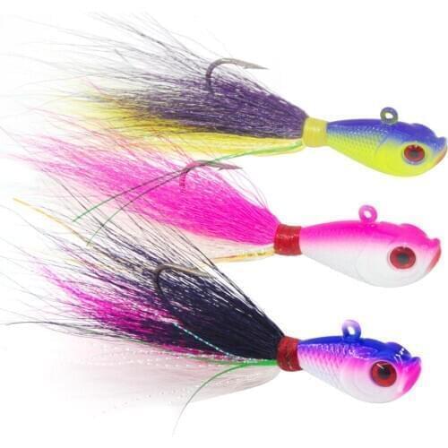 2Pcs Mixed Colors Artificial Fishing Bait With Feather Fishing Tackle Hard Lure For Bass Bluefish Surf Fishing Size 7g 14g