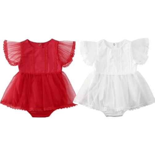 2020 Summer Newborn Baby Girl Romper Clothes Lace Short Sleeve Romper Tutu Dress Fashion Jumpsuit Outfits