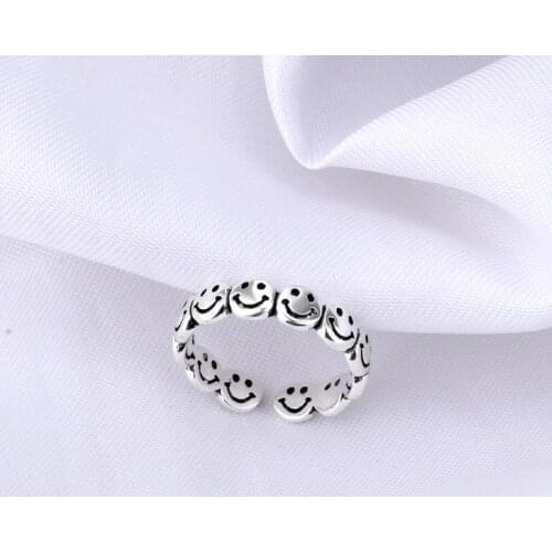 2021 Fashion Open Smiley Ring Hip-hop Punk Style Ladies Retro Ring Jewelry Wholesale