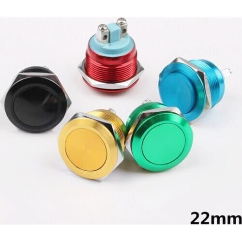 10pcs 22mm Metal Oxidized Push Button Switch flat /High/round 1NO reset press button screw terminal momentary