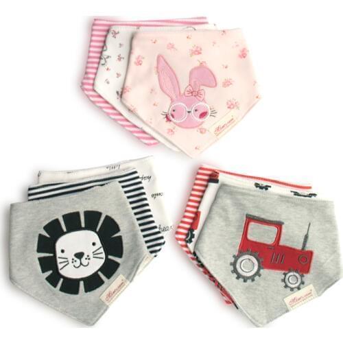 3pcs baby bibs animal cartoon saliva towel Boys Girls burp cloths triangle cotton bandana Newborn Scarf toddlers accessories