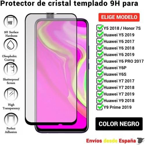 3D full screen Protector for Huawei Y5 2018 Honor 7S Y5 2019 Y6 Y7 Y9 2017 2018 2019 Prime Pro Y6S Y6P. Black