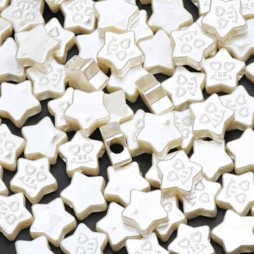 50pcs 14mm Beige Imitation Pearl Beads Big Hole Star Spacer Acrylic Beads For Diy Jewelry Making Handmade Necklace Bracelet