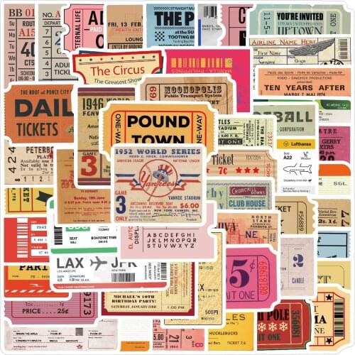 50 pcs Airplane ticket entrance ticket vintage stationery stickers for notebook scrapbook Luggage Laptop Refrigerator Motor