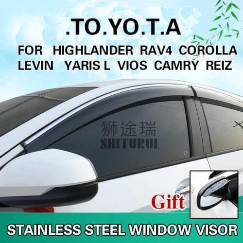 Car Styling Awnings Shelters Window Visors rain eyebrow For TOYOTA Highlander RAV-4 COROLLA CAMRY YARiS L VIOS Stainless steel