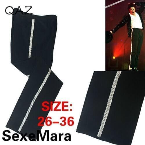 SexeMara Rare MJ Michael Jackson Sliver Straight Casual Stripe Billie Jean Ankle -length Pants Trousers For Collection Show Gift