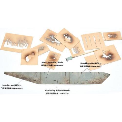 Splashing Mud Streaking & Wet Effects Airbrush Stencils Leak Spray Paper for 1/35 1/48 1/72 Scale Tank Ship Car Model
