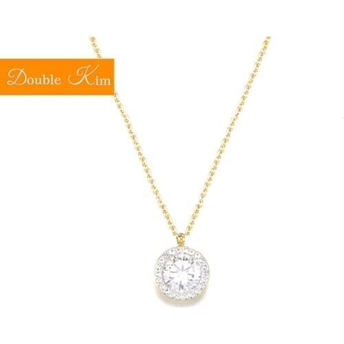 Full Big Zircon Pendant Necklace Titanium Stainless steel Gold Chain Necklace Inlaid Zircon Fashion Trendy Women Jewelry Gift