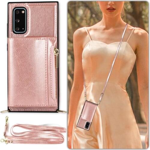 Case For samsung galaxy s20 s10 s9 plus note 10 pro 9 8 A90 5G cover Luxury leather zipper hard wallet card holder Shoulder stra