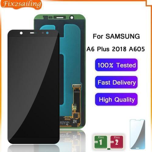 100% Tested AMOLED LCD Display For Samsung A6 Plus 2018 A605 For Samsung A6 Plus 2018 Display Touch Screen Digitizer Assembly