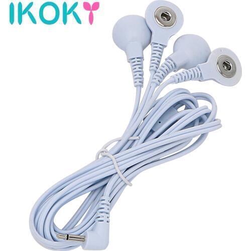 IKOKY Therapy Massager Accessories 4 Head Buckle Line 1 Electro Stimulation Sex Toys Electric Shock Wire Shock Conversion Line
