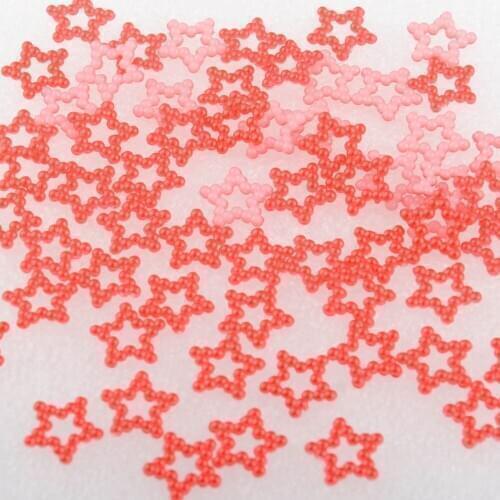 BOLIAO 60Pcs 12*12 mm(0.47*0.47 in ) Red Star Shape Resin Flat Back Delicate Scrapbook Glue On Headwear/Home Decor