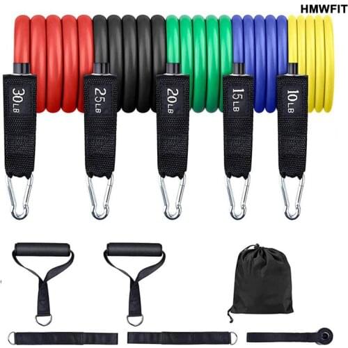 11 pcs Resistance Bands Latex Tube Pedal Body Home Gym Fitness Training Workout Yoga Elastic Pull Rope Exercise Equipment