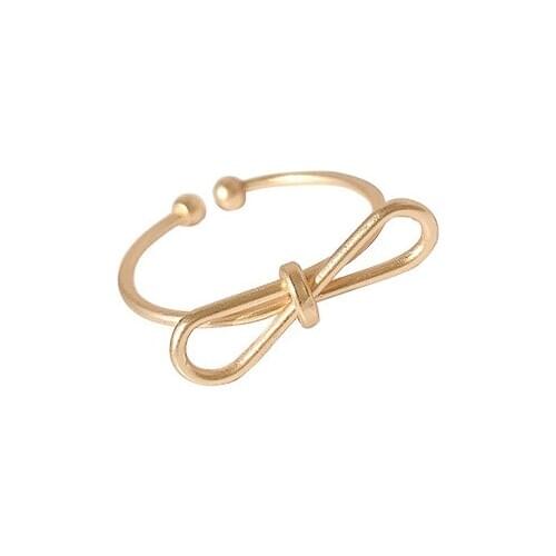 TIMEONLY Minimalist Bowknot Hollow Ring for Women Ladies Golden Metal Rings for Women Female Anniversary Gifts Jewelry Hip Hop