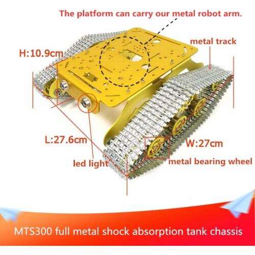 MTS300 Full Metal Shock Absorption Tank Chassis RC Tank Model Tracked Car Chassis with Dual DC 9V Motor+Metal Tracks DIY Car