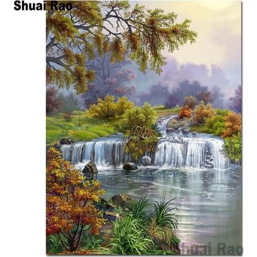 Waterfall Diamond embroidery wall painting 5D DIY Diamond Painting cross stitch full square/round drill mosaic tree landscape