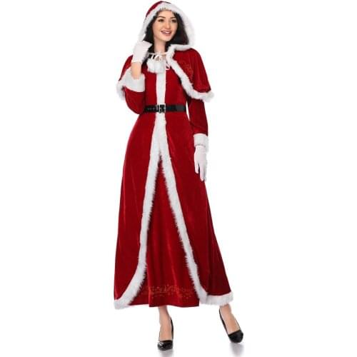 Miss Santa Costume Womens Mrs Claus Father Christmas Xmas Fancy Dress Outfit M--XL SM1936