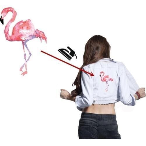 Pink Flamingo Patches For Clothes Iron On Transfers Patch A-level Washable Clothes Stickes