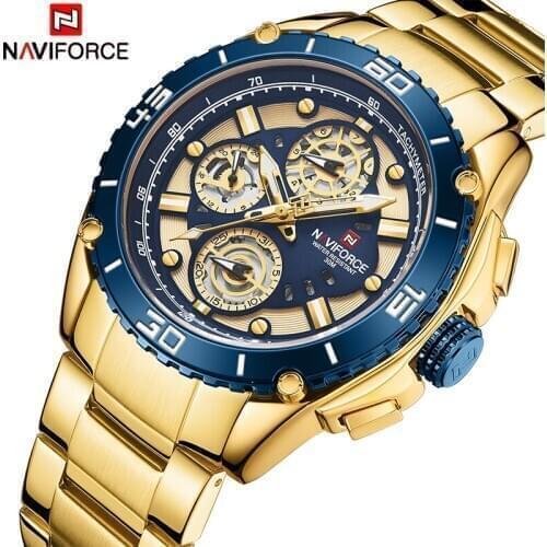 NAVIFORCE Sport Watches Mens Fashion Waterproof Quartz Wrist Watch Men Stainless Steel Date Analog Male Clock Relogio Masculino